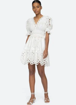 Sea New York Addie V-Neck Dress Cream Cheap