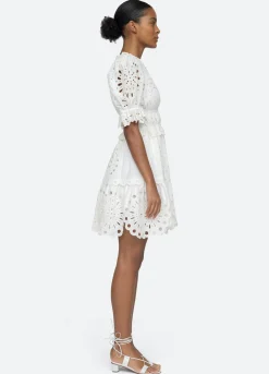 Sea New York Addie V-Neck Dress Cream Cheap