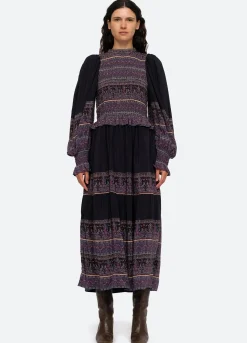 Sea New York Adella Smocked Dress Iris Discount