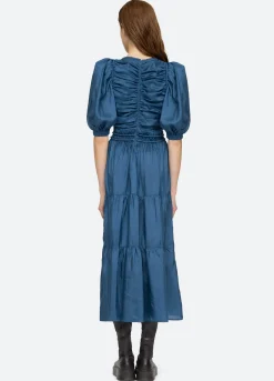 Sea New York Kyle V-Neck Dress Blue Fashion