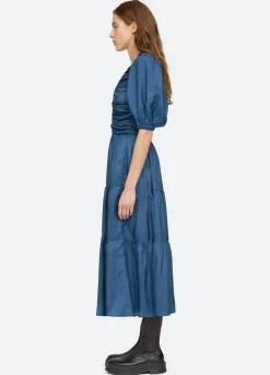 Sea New York Kyle V-Neck Dress Blue Fashion