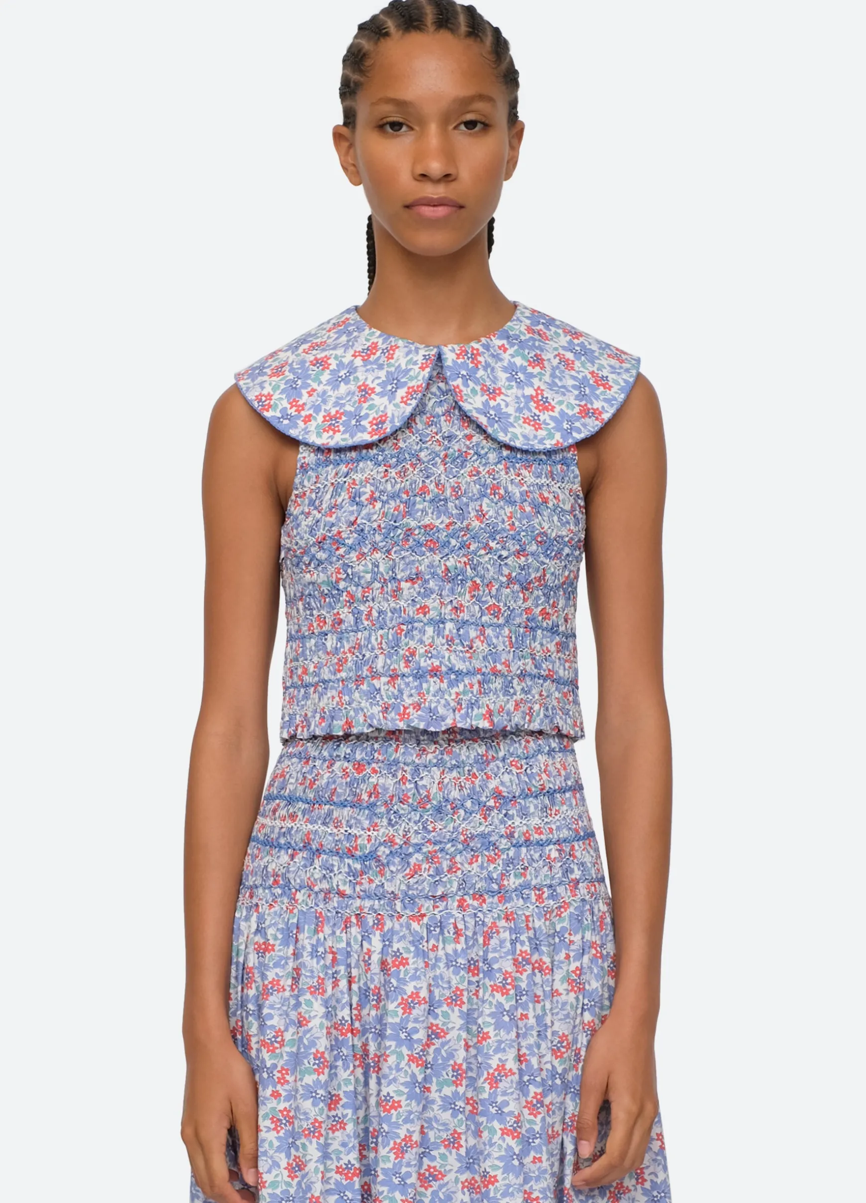 Sea New York Peggy Smocked Top Blue Best Sale