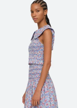 Sea New York Peggy Smocked Top Blue Best Sale