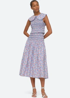 Sea New York Peggy Smocked Top Blue Best Sale